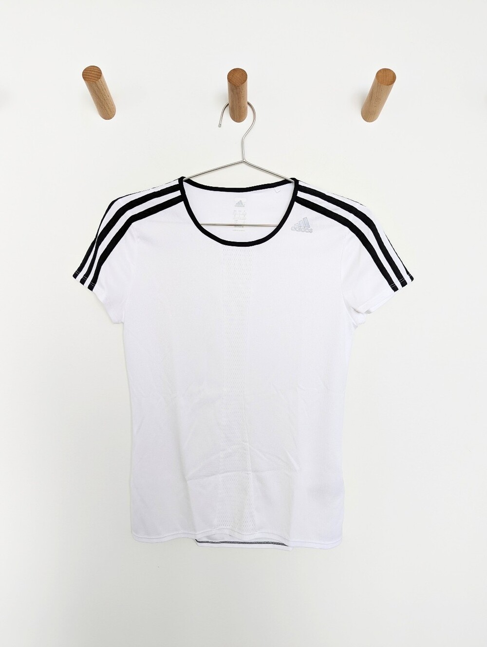Adidas Climalite Mesh Three Stripe T-Shirt - White, Women's S